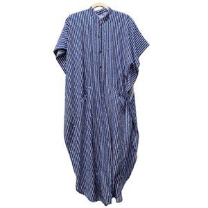 Blue & White Stripe Kaftan Dress